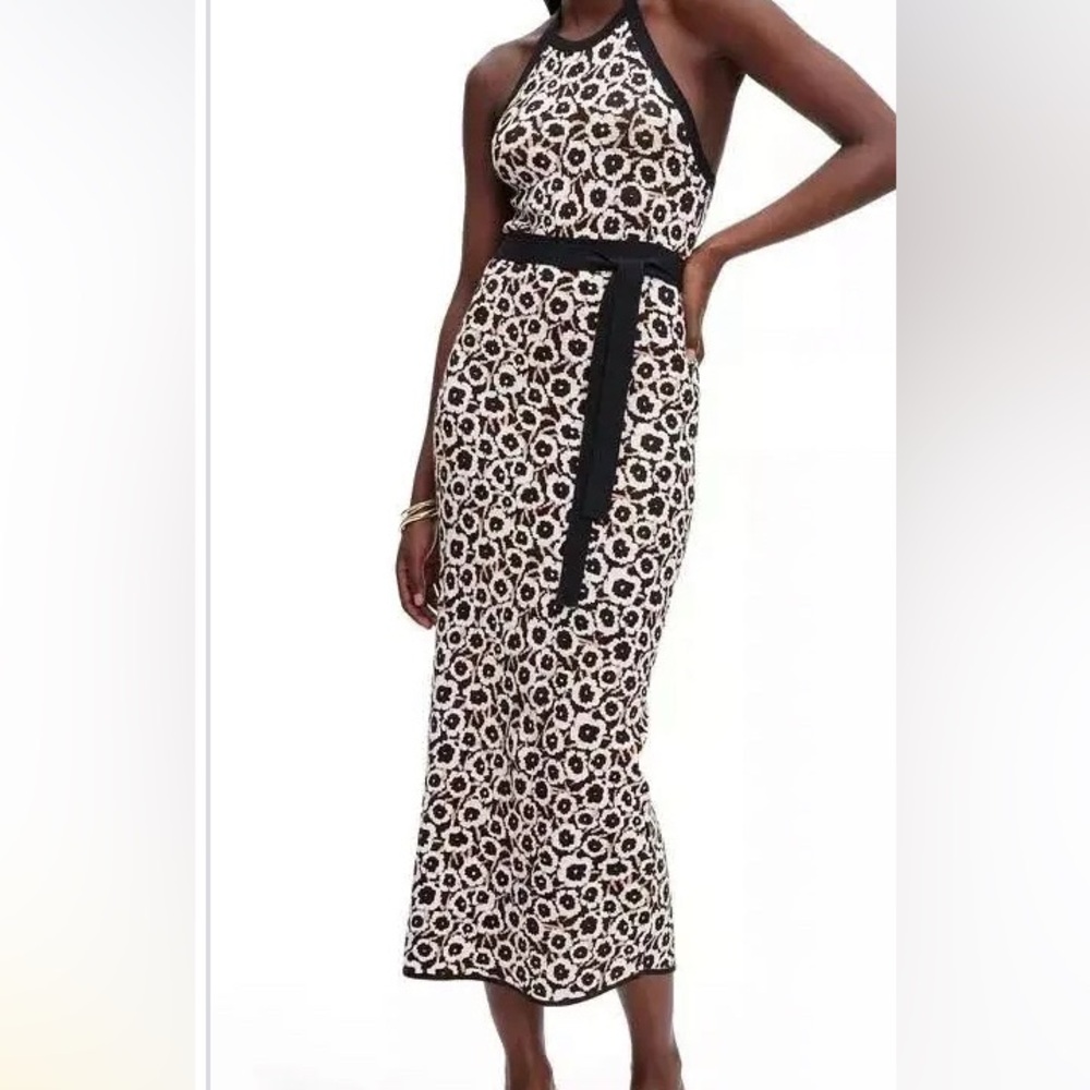 EUC Diane Von Furstenberg DVF Floral Halter Knit Dress